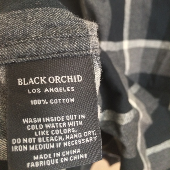 Black Orchid women's S button up flannel half collar long line tunic shirt top - Picture 4 of 5